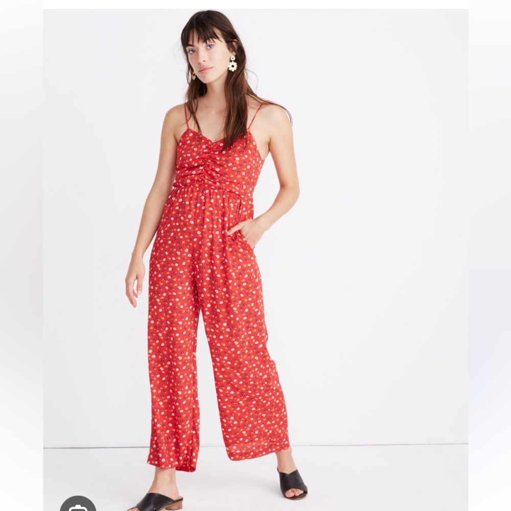 Madewell Red Floral Jumpsuit